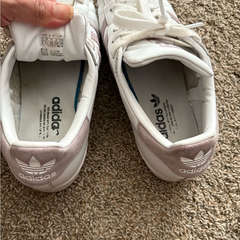 Adidas Superstar White and Light Purple Shoes - Picture 7 of 7